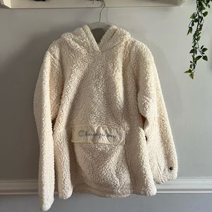 Champion white teddy bear hoodie with front pocket